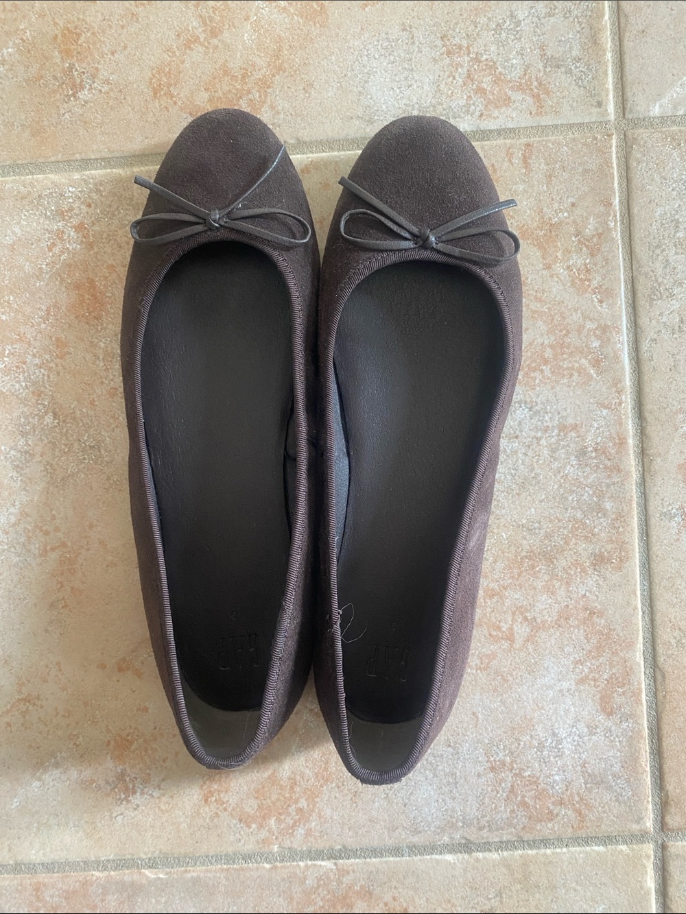 GAP Dark Brown Suede Ballet Flats with Bow